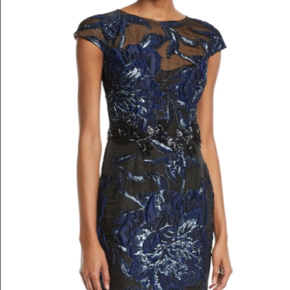 David Meister Embroidered Tulip-Hem Gown - Picture 4 of 5